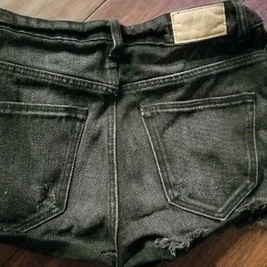 Worn once distresssed black jean shorts